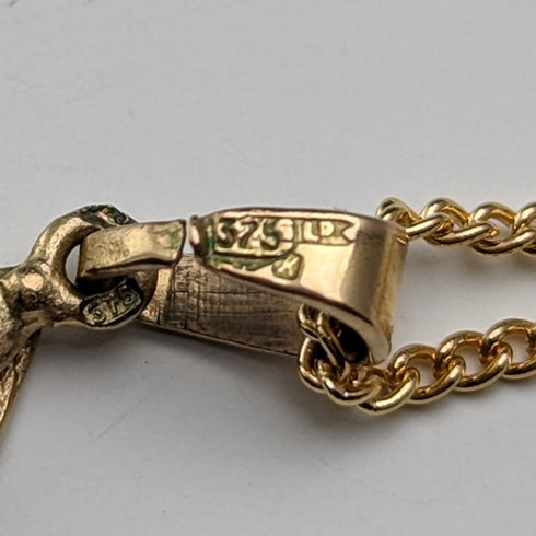 ヴィンテージ 9ctゴールド リーフ型ペンダント ネックレス